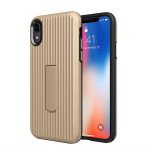 Wholesale iPhone Xs Max Cabin Carbon Style Stand Case (Gold)